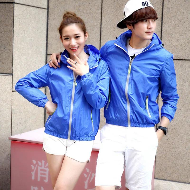 Men Windbreaker Casual Hoodies Coat Couple Thin Outdoors Solid Overcoat Hooded Jacket Mens Clothing Spring Jackets M